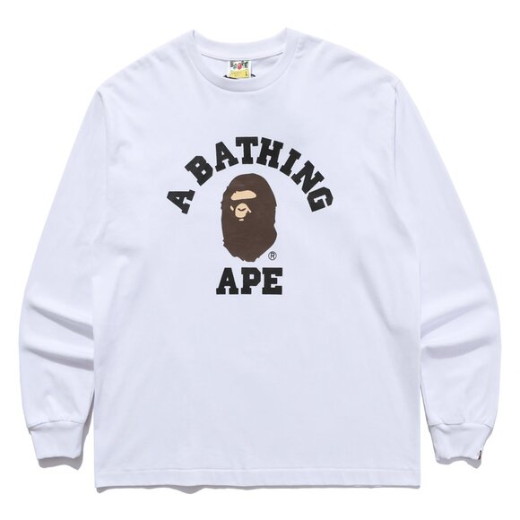 BAPE College Long Sleeve T-shirt WhiteA Bathing Ape